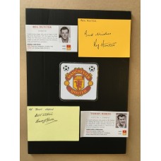 Signed card by Reg Hunter the MANCHESTER UNITED footballer.